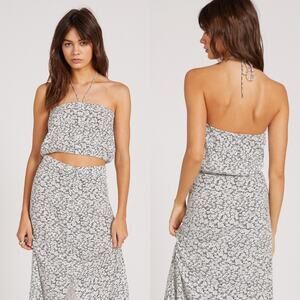 Volcom Black Floral Bae Bae Doll Tube Top